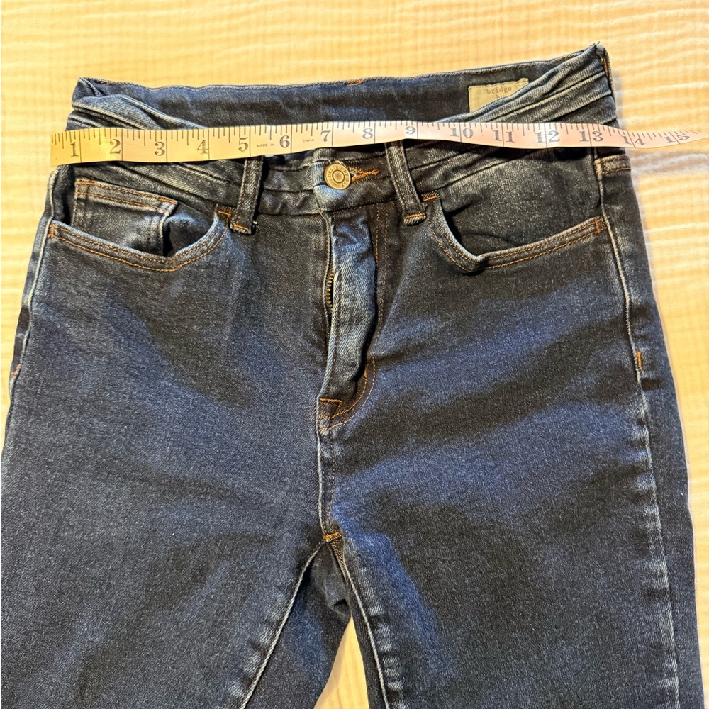 High-Rise Skinny Jeans in Dark Blue Denim